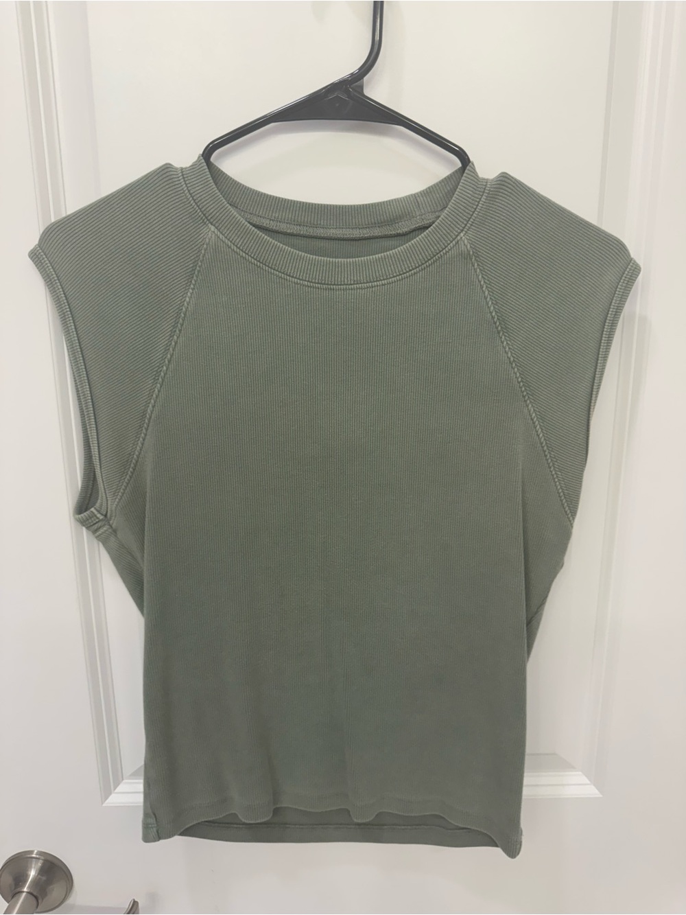 Abercrombie & Fitch Olive Green Cap-Sleeve Ribbed Tee